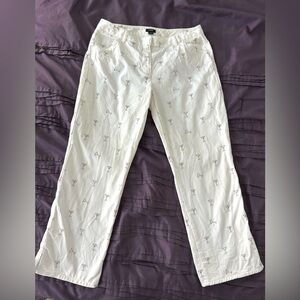 J. Crew Vintage Cream Cropped Pants with Martini Print, Size 8